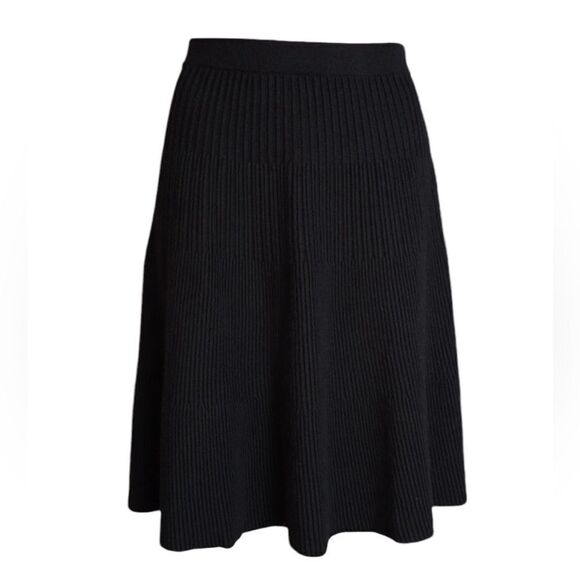 Revolve Nanette Lepore Black Ribbed Knit A-Line Skirt - Picture 1 of 7